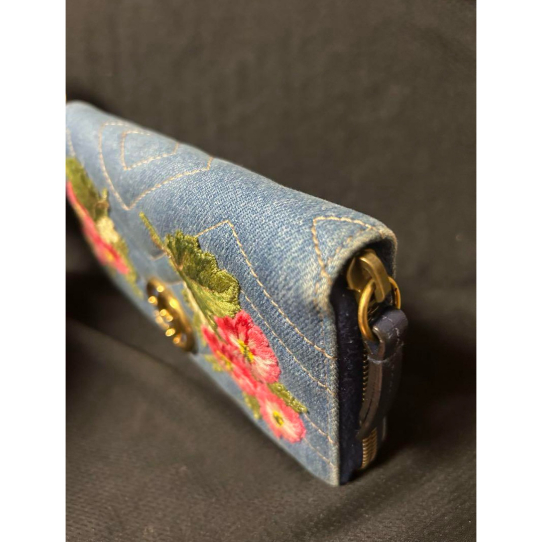 GUCCI - グッチ GGマーモント デニムウォレット 花柄 長財布 GUCCI - グッチ GGマーモント デニムウォレット 花柄 長財布