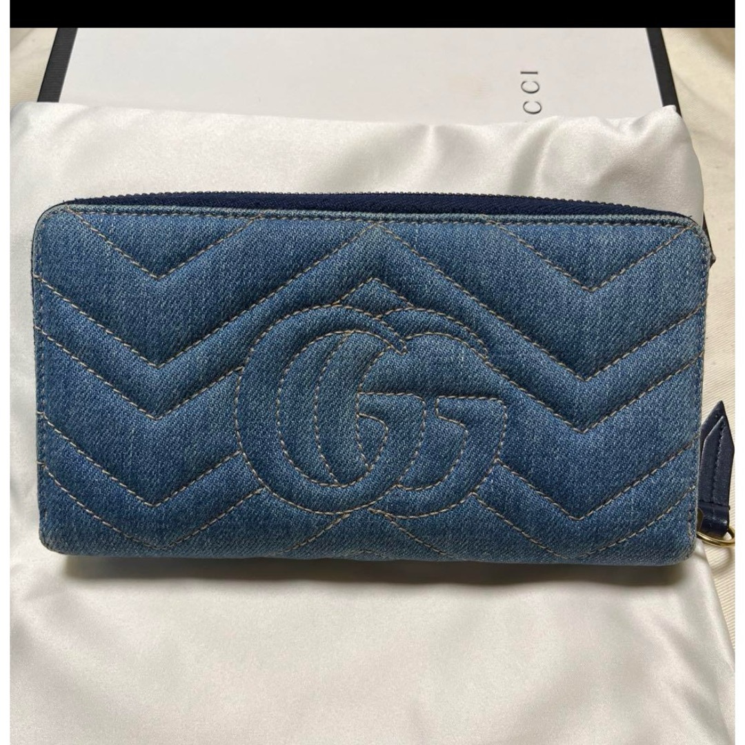 GUCCI - グッチ GGマーモント デニムウォレット 花柄 長財布 GUCCI - グッチ GGマーモント デニムウォレット 花柄 長財布