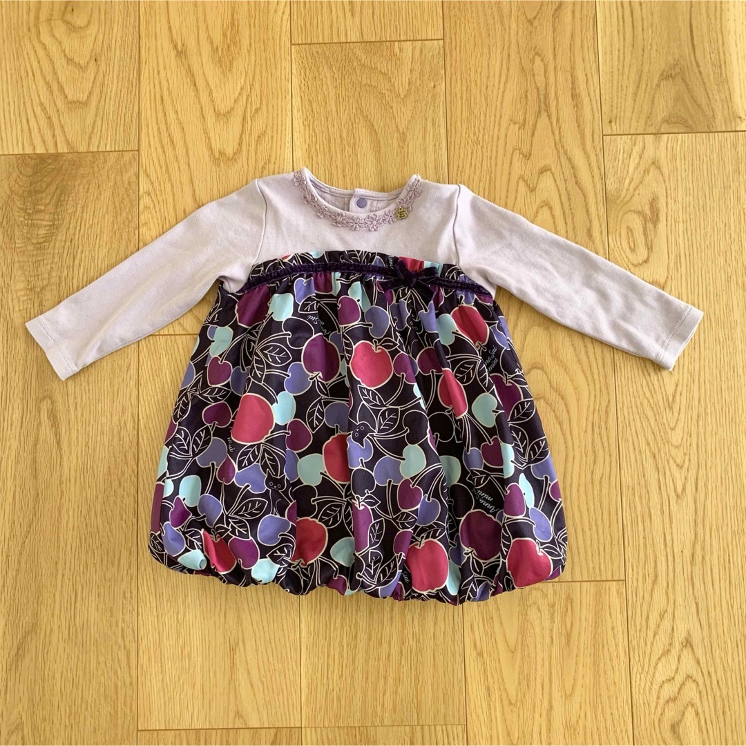 ANNA SUI mini - 80☆ANNA SUI mini 紫ねこバルーンチュニックの ANNA SUI mini - 80☆ANNA SUI mini 紫ねこバルーンチュニックの