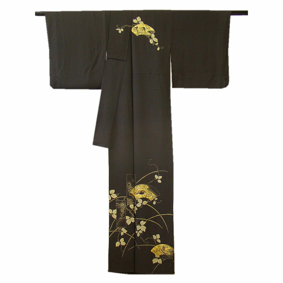 縁」150cm~157cm ちりめん地 金彩加工染 訪問着 正絹 縁」150cm~157cm ちりめん地 金彩加工染 訪問着 正絹