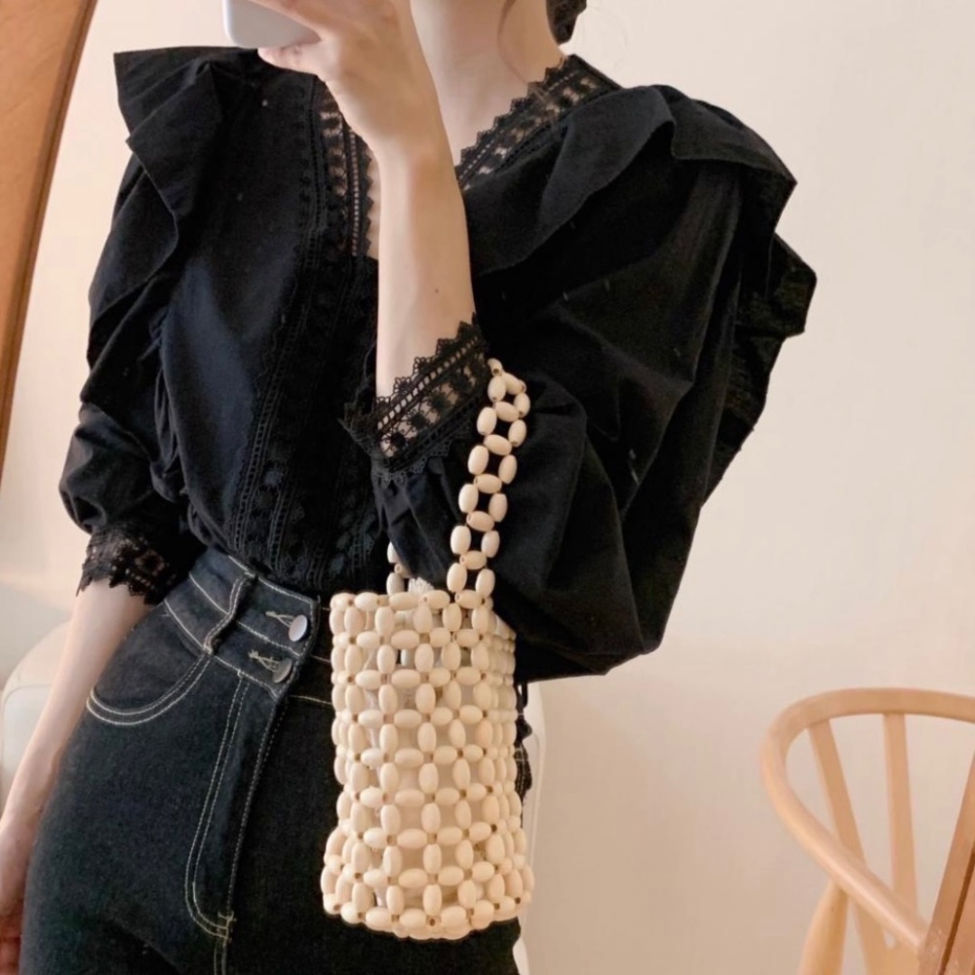♥️数量限定♥️レース トップス レディース ブラウス ブラック ♥️数量限定♥️レース トップス レディース ブラウス ブラック