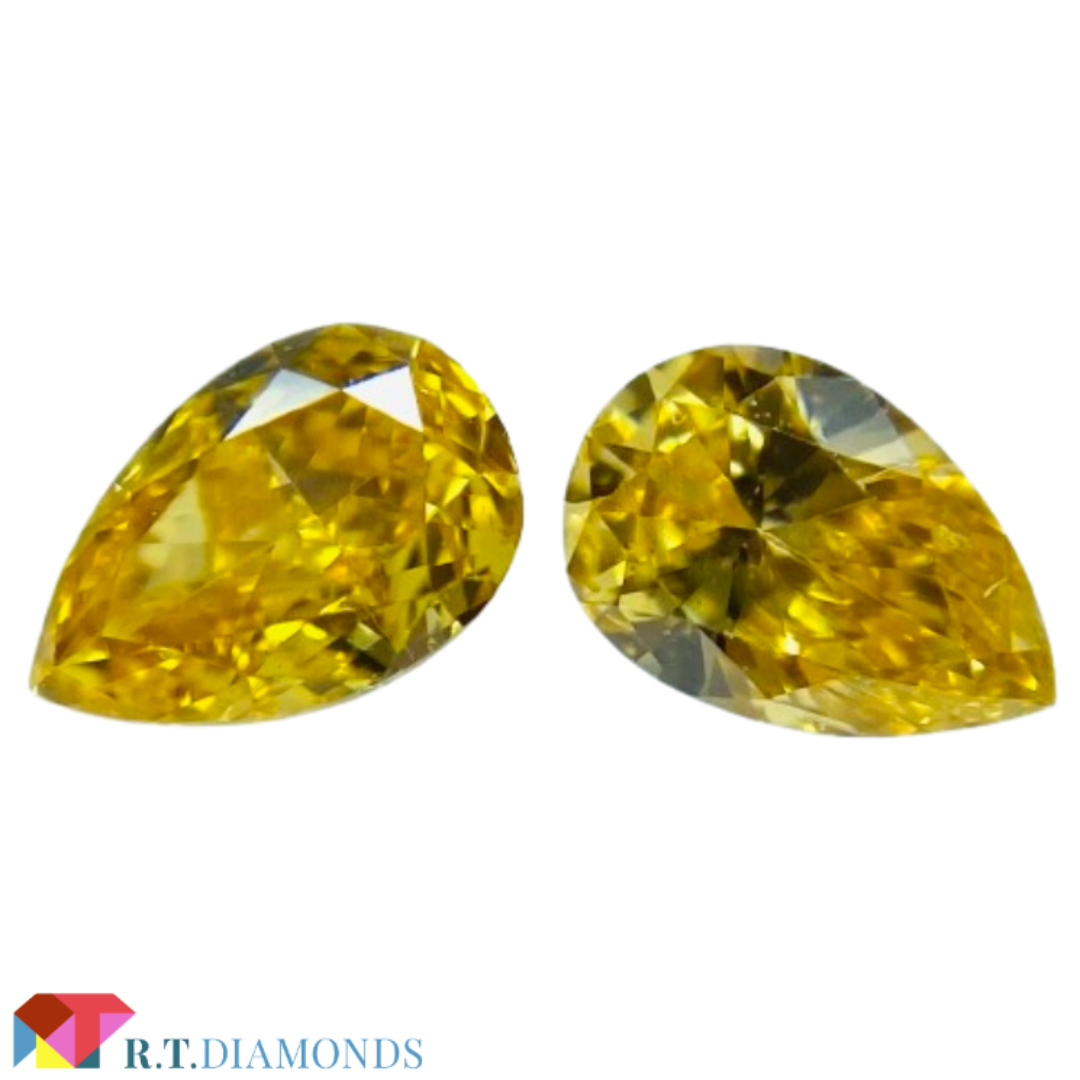 FANCY VIVID ORANGE YELLOW 0.126＆0.152ct