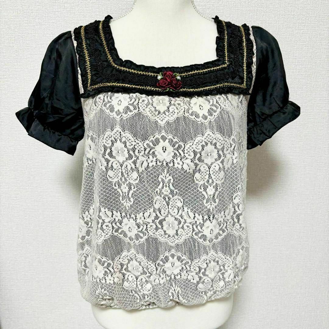 axes femme - 【希少】アクシーズファム 黒 赤バラ レース 半袖 axes femme - 【希少】アクシーズファム 黒 赤バラ レース 半袖