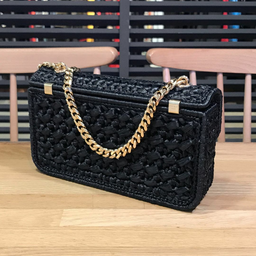 CELINE - 超美品 セリーヌ ラフィア チェーンショルダーバッグ CELINE - 超美品 セリーヌ ラフィア チェーンショルダーバッグ
