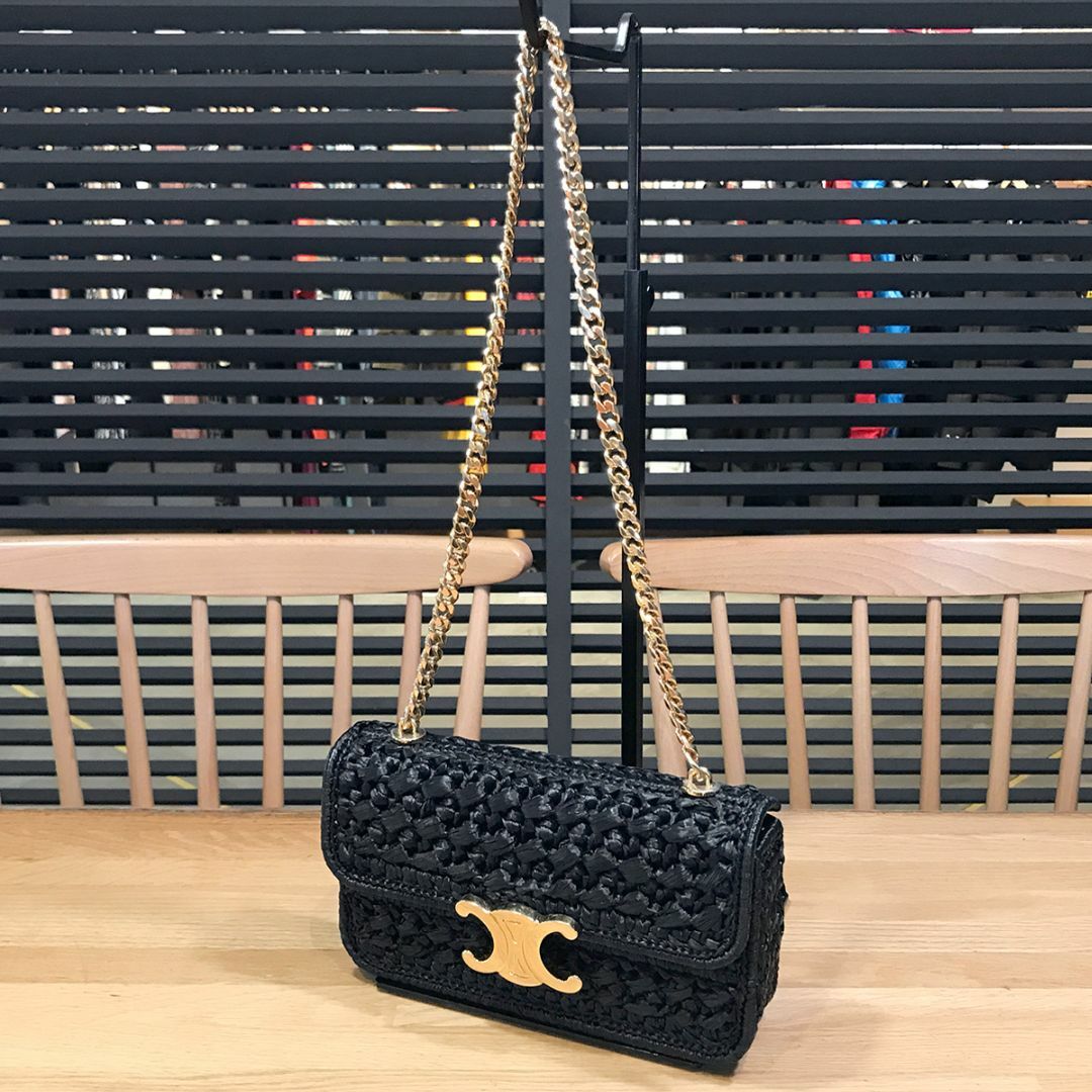CELINE - 超美品 セリーヌ ラフィア チェーンショルダーバッグ CELINE - 超美品 セリーヌ ラフィア チェーンショルダーバッグ
