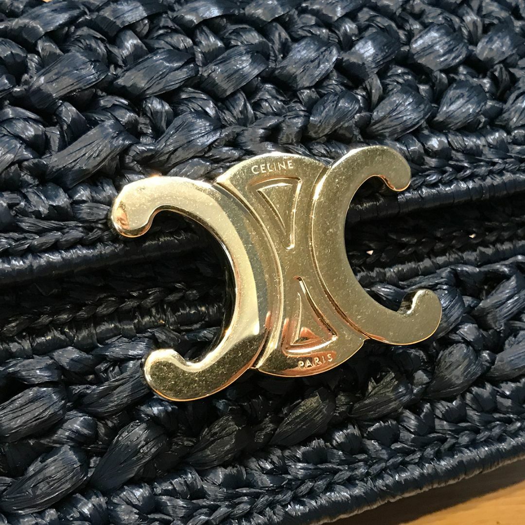 CELINE - 超美品 セリーヌ ラフィア チェーンショルダーバッグ CELINE - 超美品 セリーヌ ラフィア チェーンショルダーバッグ