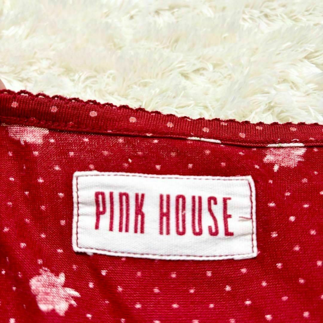 PINK HOUSE - PINK HOUSE 赤 いちご柄 ドット 長袖 ロンT 花柄 PINK HOUSE - PINK HOUSE 赤 いちご柄 ドット 長袖 ロンT 花柄