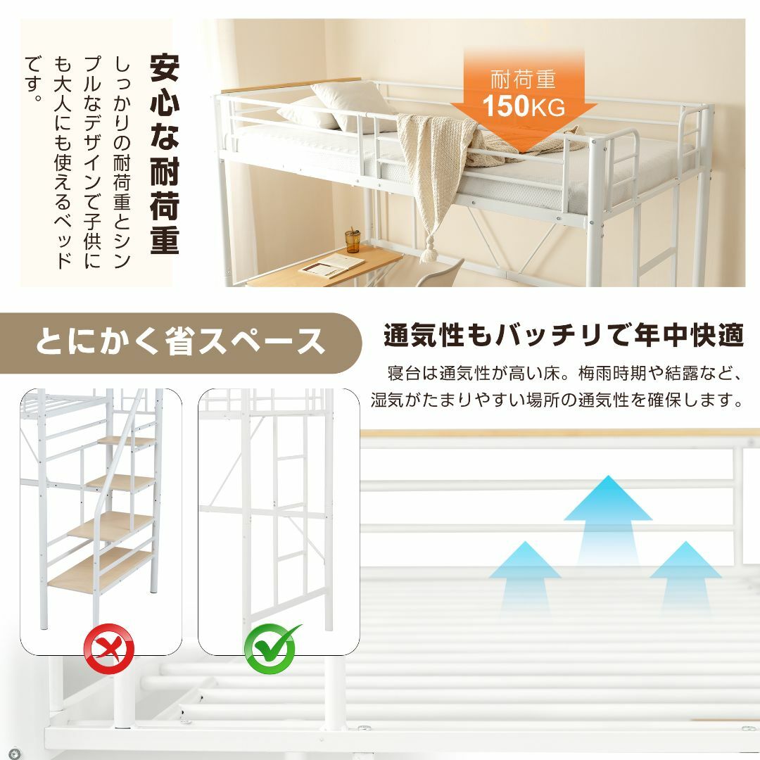 人気販売中!コンセント・収納棚・デスク付きロフトベッドS 人気販売中!コンセント・収納棚・デスク付きロフトベッドS