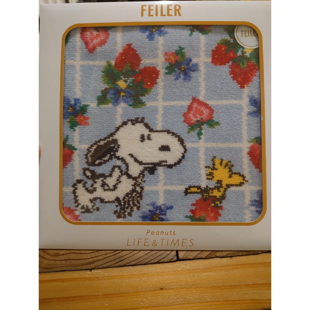 SNOOPY - フェイラー スヌーピー コラボ ハンカチ 縁ピンクの SNOOPY - フェイラー スヌーピー コラボ ハンカチ 縁ピンクの