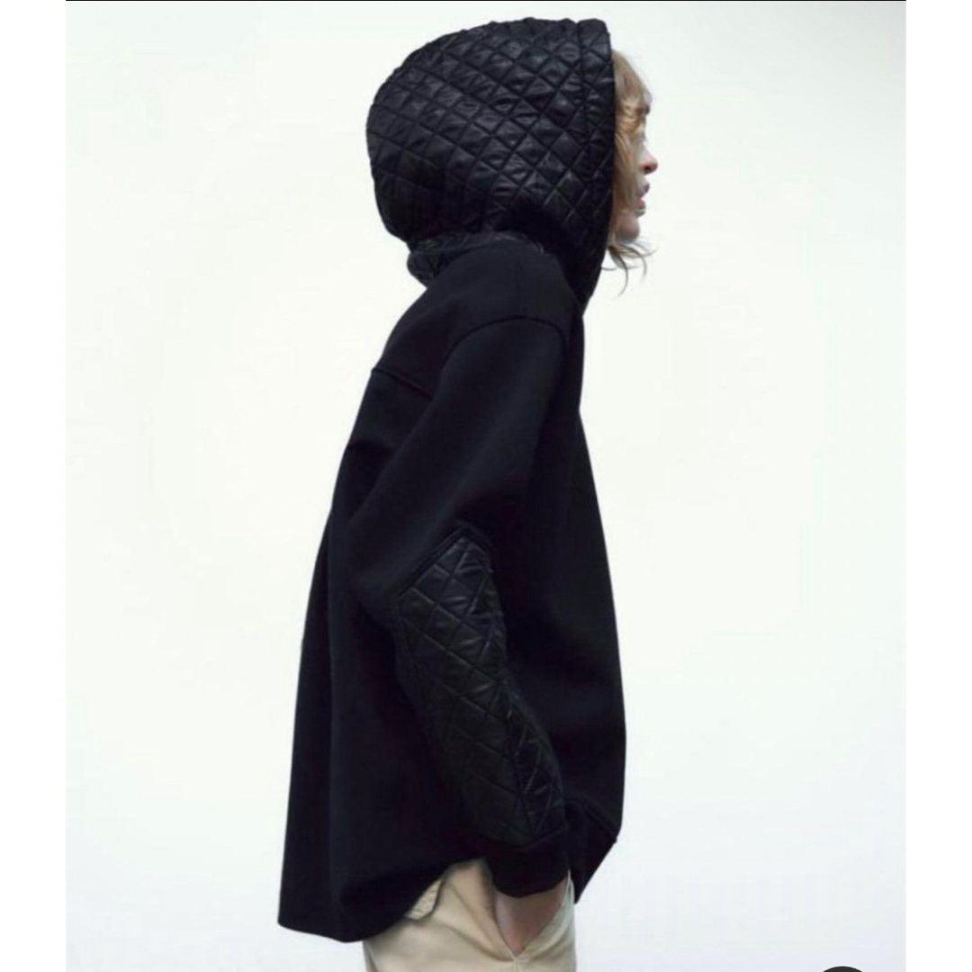 ZARA - ZARA オーバーサイズ 黒 パーカー キルティングの通販 by ZARA - ZARA オーバーサイズ 黒 パーカー キルティングの通販 by