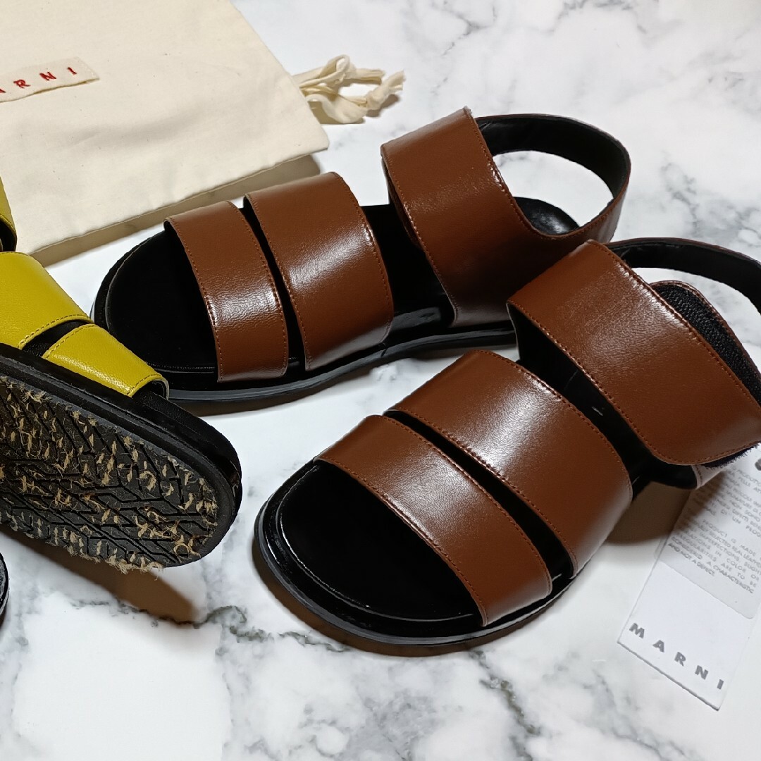 MARNI - マルニ レザーベルクロフスベッドサンダル36【箱潰れ MARNI - マルニ レザーベルクロフスベッドサンダル36【箱潰れ