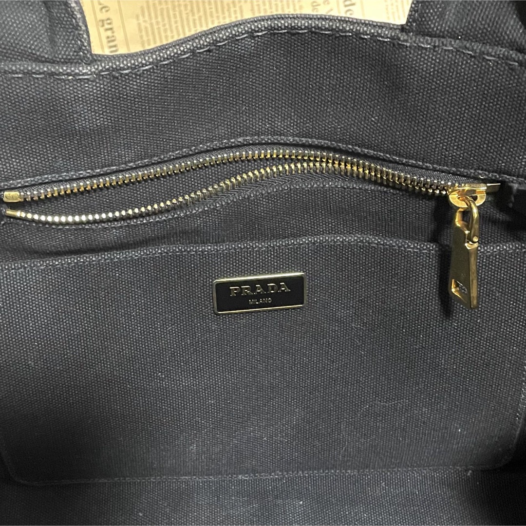 PRADA - プラダ カナパ トートバッグ ブラック キャンバス PRADA PRADA - プラダ カナパ トートバッグ ブラック キャンバス PRADA