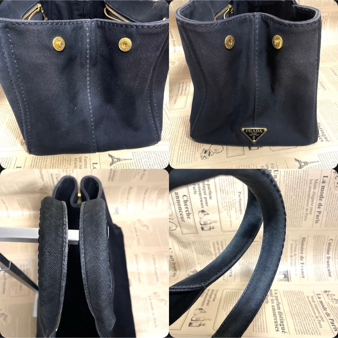 PRADA - プラダ カナパ トートバッグ ブラック キャンバス PRADA PRADA - プラダ カナパ トートバッグ ブラック キャンバス PRADA