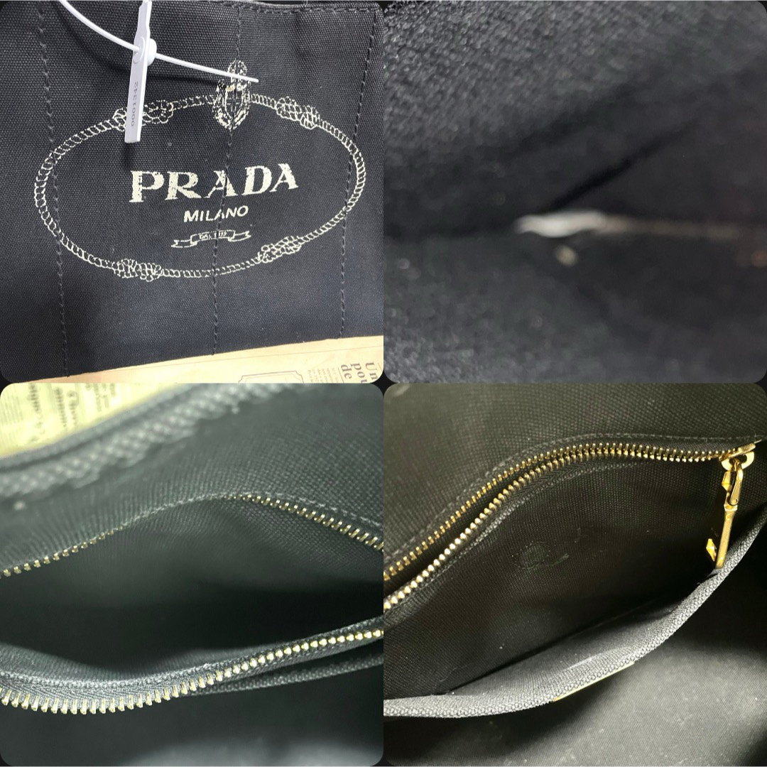 PRADA - プラダ カナパ トートバッグ ブラック キャンバス PRADA PRADA - プラダ カナパ トートバッグ ブラック キャンバス PRADA