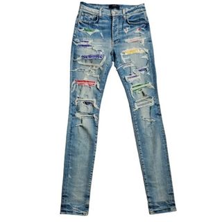 AMIRI - アミリ スターパッチ クラッシュ デニムパンツ 28の通販 AMIRI - アミリ スターパッチ クラッシュ デニムパンツ 28の通販