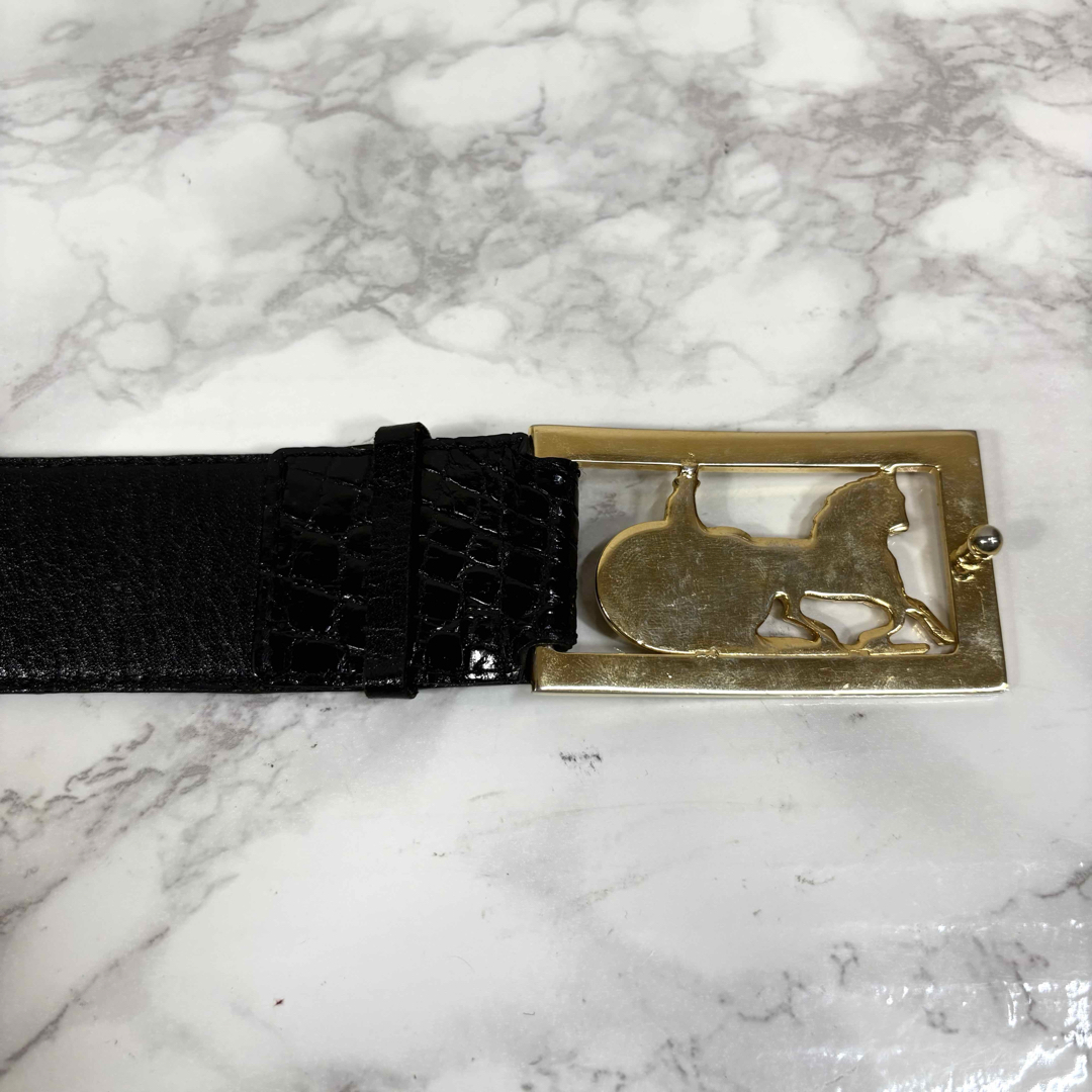 CELINE - 美品 CELINE セリーヌ 馬車金具 型押し レザー ベルト CELINE - 美品 CELINE セリーヌ 馬車金具 型押し レザー ベルト