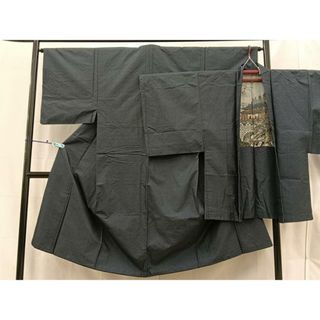 平和屋着物■男性　本場大島紬　アンサンブル　幾何学文様　正絹　逸品　BAAQ4673du