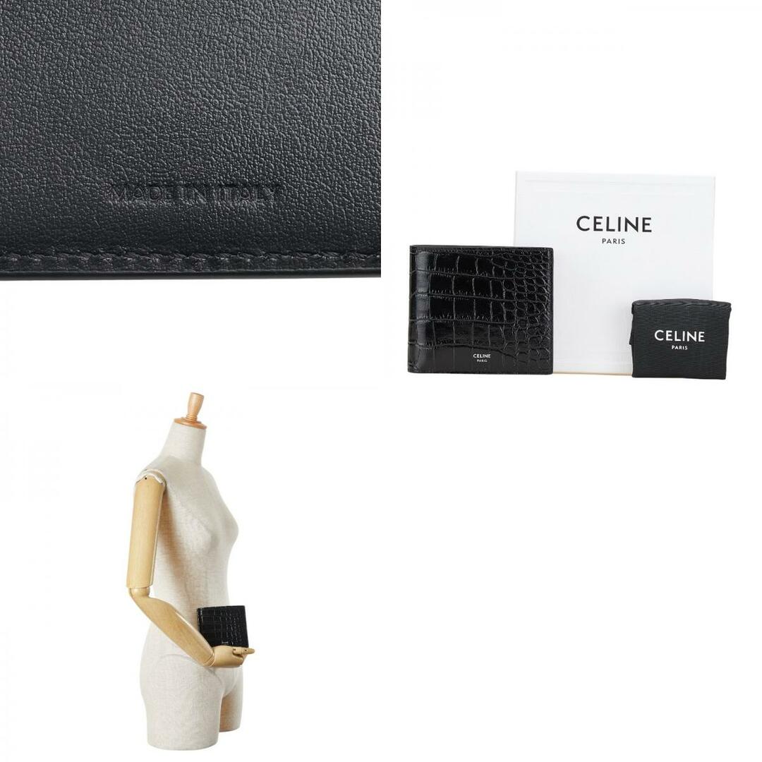 CELINE - 美品 セリーヌ クロコ型押し 二つ折り財布 レザー CELINE - 美品 セリーヌ クロコ型押し 二つ折り財布 レザー