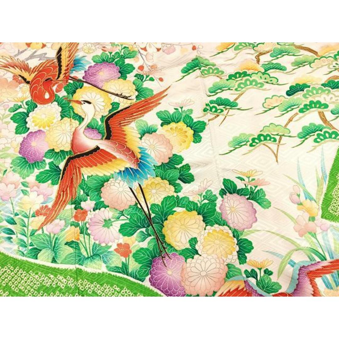 平和屋着物□豪華振袖 駒刺繍 絞り 飛鶴吉祥花文 金彩 正絹 逸品 平和屋着物□豪華振袖 駒刺繍 絞り 飛鶴吉祥花文 金彩 正絹 逸品