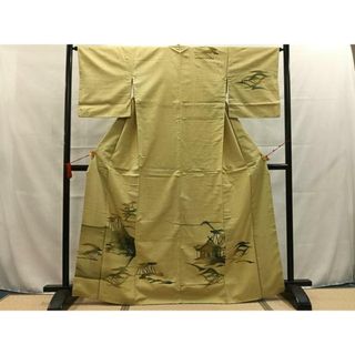 平和屋着物■訪問着　紬地　風景文　正絹　逸品　AAAS7685mf(着物)