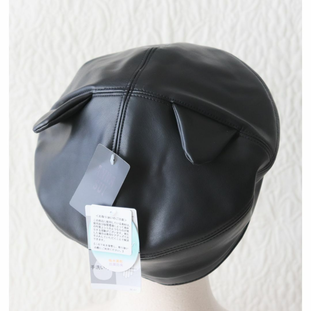 ANNA SUI - 新品【アナスイ】猫耳付き フェイクレザー ベレー帽 ANNA SUI - 新品【アナスイ】猫耳付き フェイクレザー ベレー帽