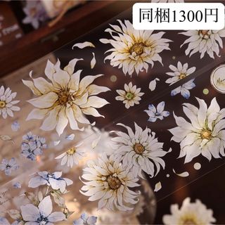 新品　弗朗菊　PET亮面花マスキングテープ　マステ　6m(テープ/マスキングテープ)