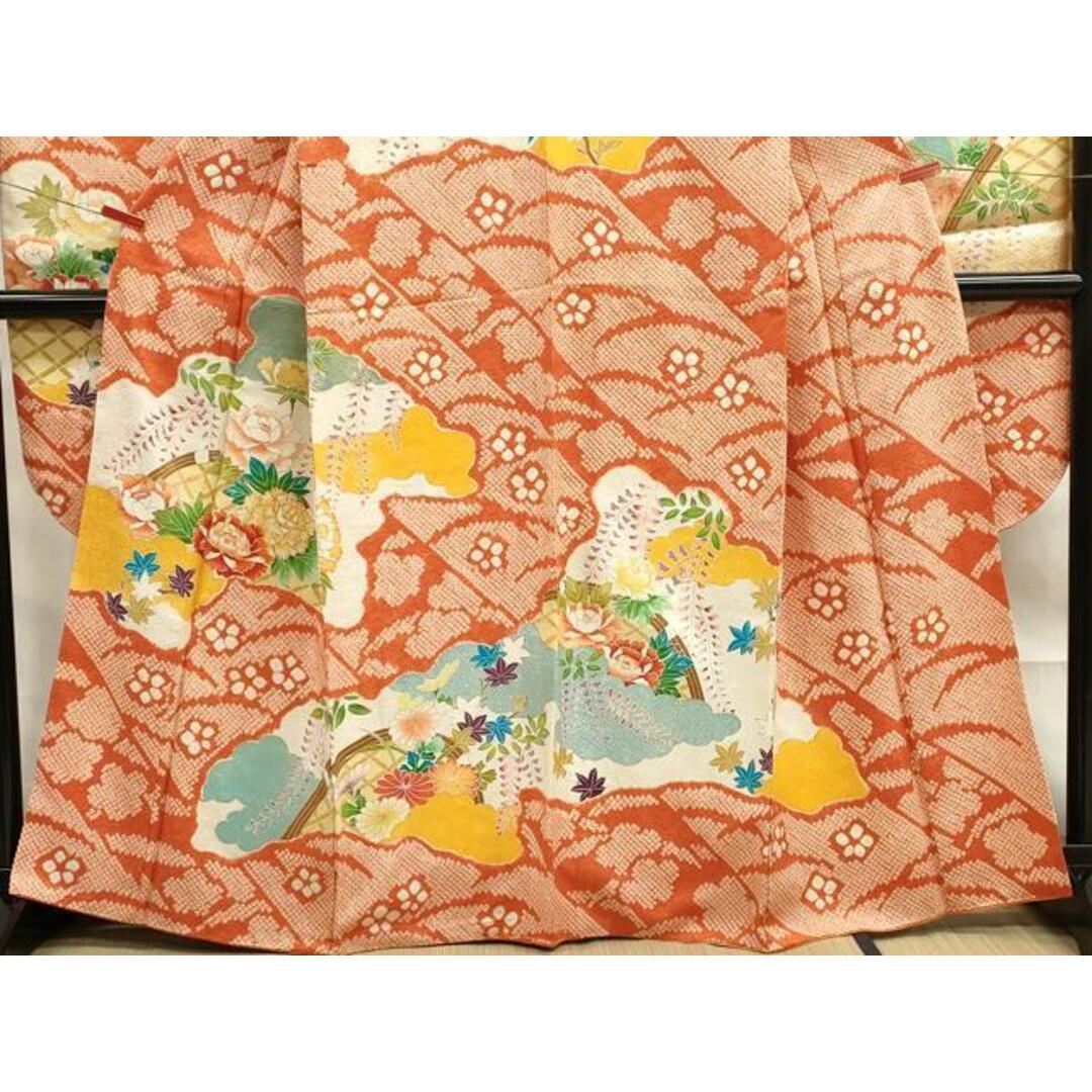 平和屋着物□豪華振袖 駒刺繍 絞り 牡丹文 暈し染め 金彩 正絹 平和屋着物□豪華振袖 駒刺繍 絞り 牡丹文 暈し染め 金彩 正絹