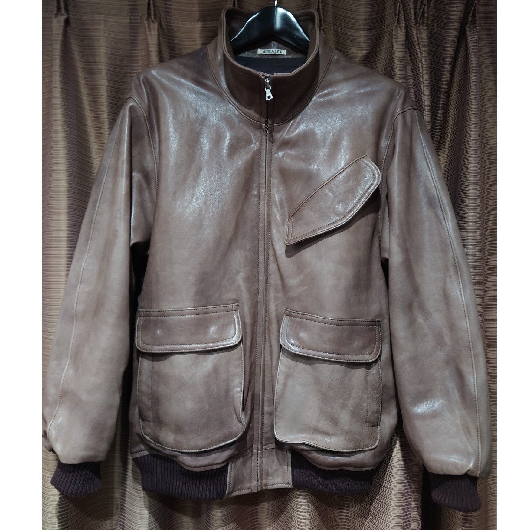 AURALEE - AURALEE HEAVY LAMB LEATHER ZIP BLOUSONの通販 by 楓 AURALEE - AURALEE HEAVY LAMB LEATHER ZIP BLOUSONの通販 by 楓