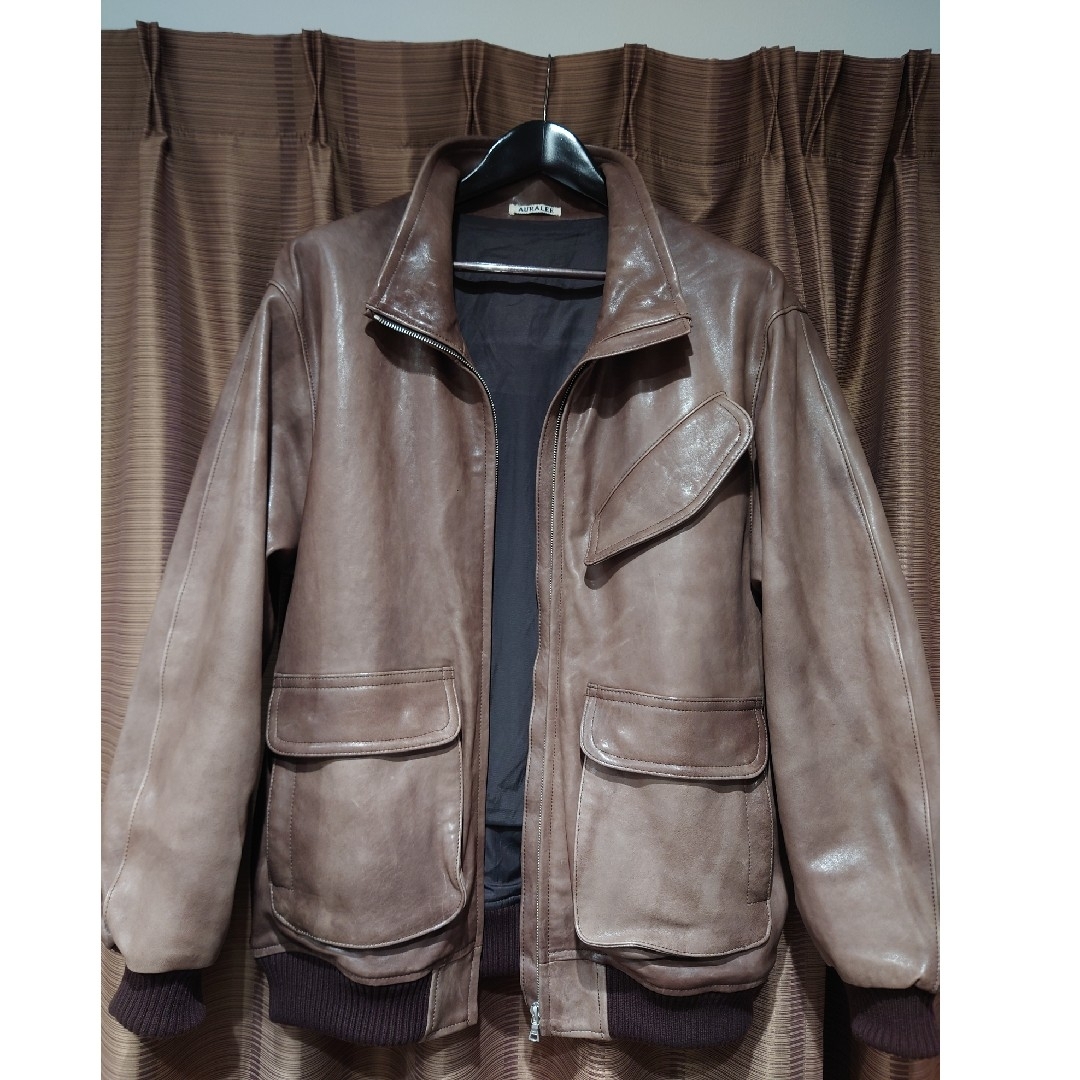 AURALEE - AURALEE HEAVY LAMB LEATHER ZIP BLOUSONの通販 by 楓 AURALEE - AURALEE HEAVY LAMB LEATHER ZIP BLOUSONの通販 by 楓