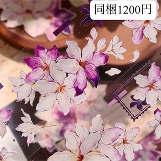 新品　風信紫　PET亮面花マスキングテープ　マステ　6m(テープ/マスキングテープ)