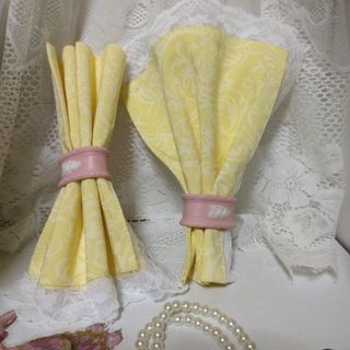 テーブルナプキン トーション テーブルウェア 花柄イエロー ナプキンリング 4点(テーブル用品)