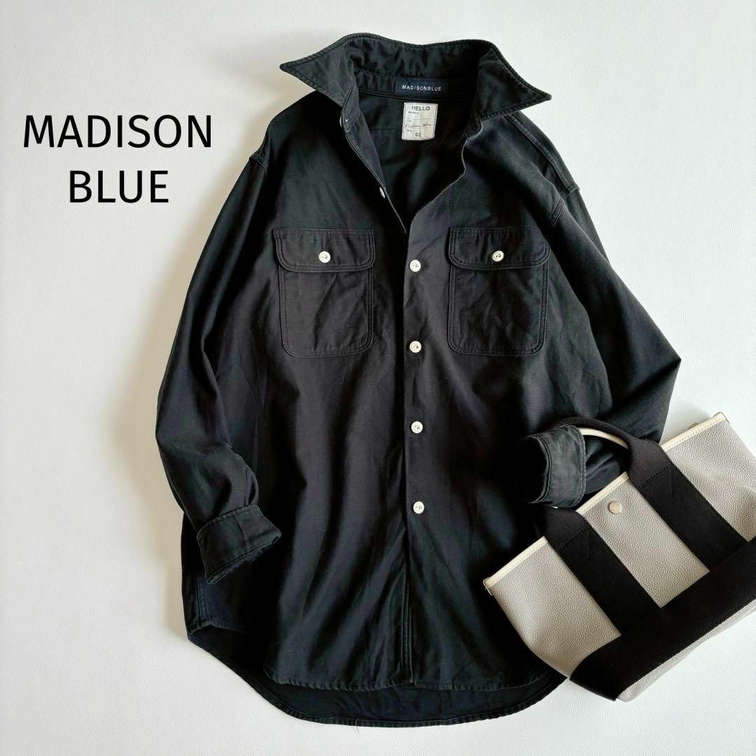 MADISONBLUE - マディソンブルー*ハンプトンシャツ コットン 黒 MADISONBLUE - マディソンブルー*ハンプトンシャツ コットン 黒