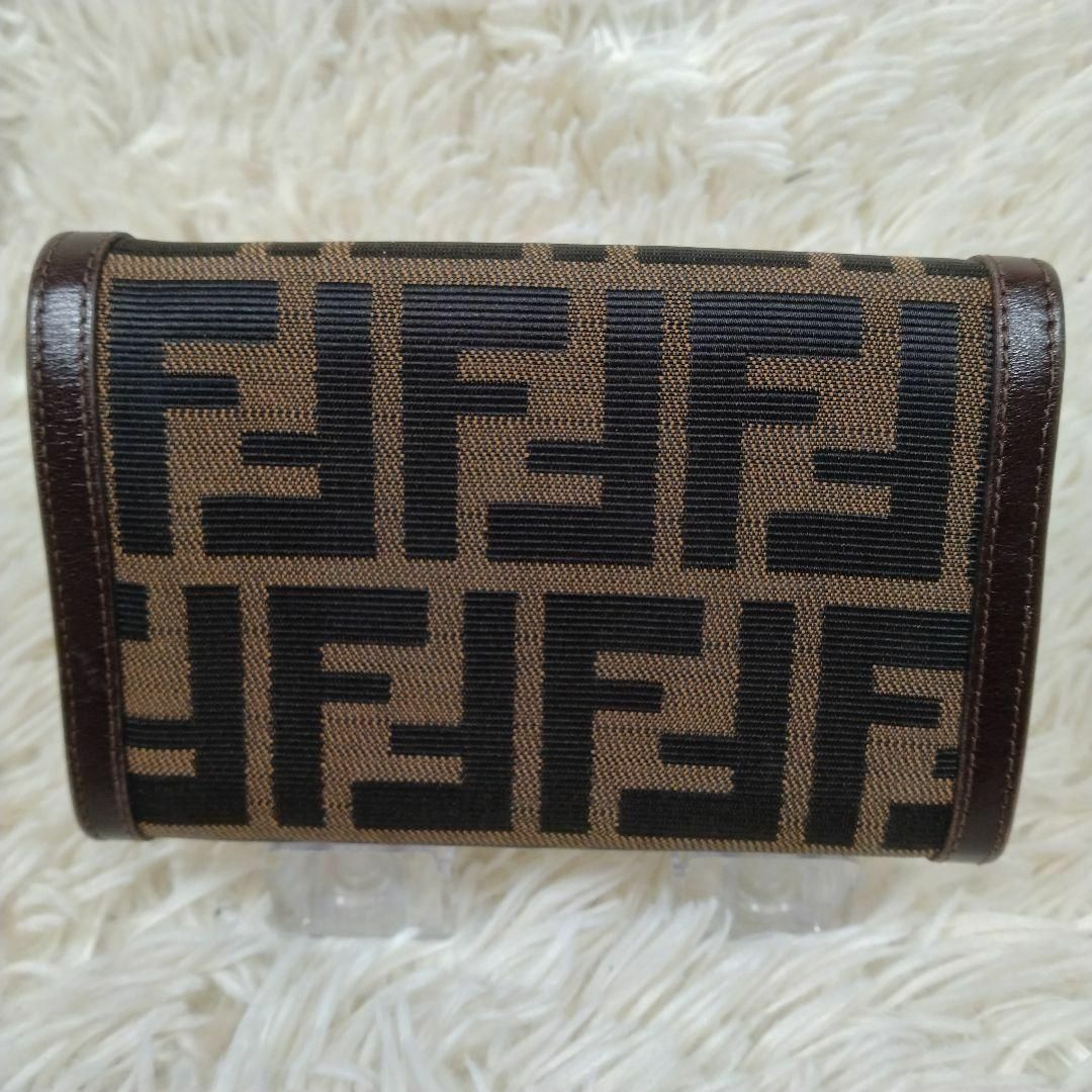 FENDI - FENDI 折財布 ズッカ柄 総柄 キャンバス レザー FENDI - FENDI 折財布 ズッカ柄 総柄 キャンバス レザー