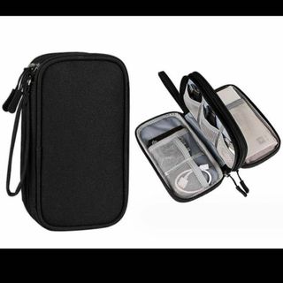 ガジェットポーチ　ガジェットケース　モバイルポーチ　トラベルポーチ ブラック(旅行用品)