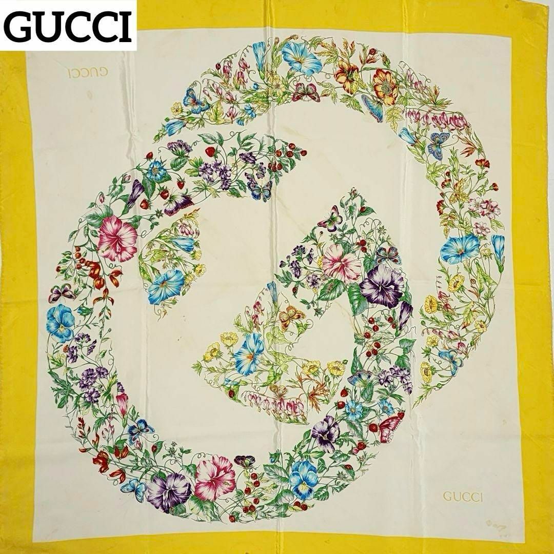 GUCCI - ☆GUCCI☆ スカーフ 大判 インターロッキング 花 シルク GUCCI - ☆GUCCI☆ スカーフ 大判 インターロッキング 花 シルク