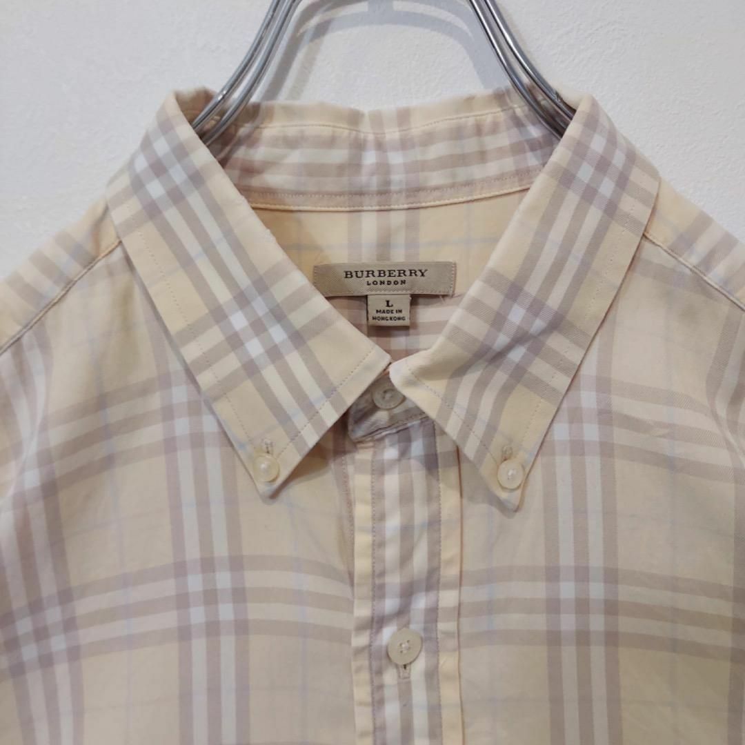 BURBERRY - BURBERRY バーバリー シャツ チェック 古着 L 黄色 BURBERRY - BURBERRY バーバリー シャツ チェック 古着 L 黄色