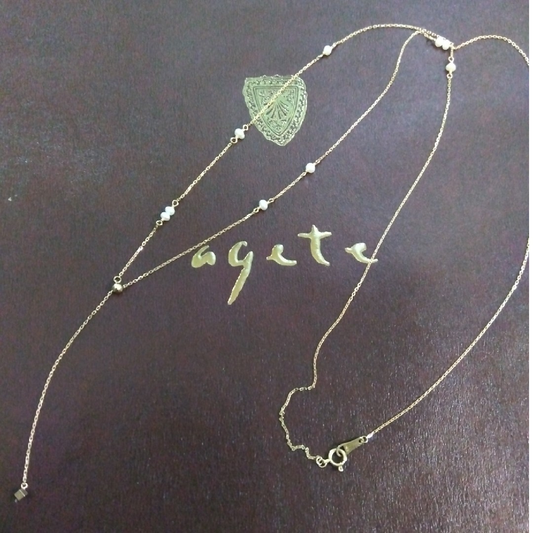 agete - agateアガットK10パールY字ロングネックレスの通販 by agete - agateアガットK10パールY字ロングネックレスの通販 by