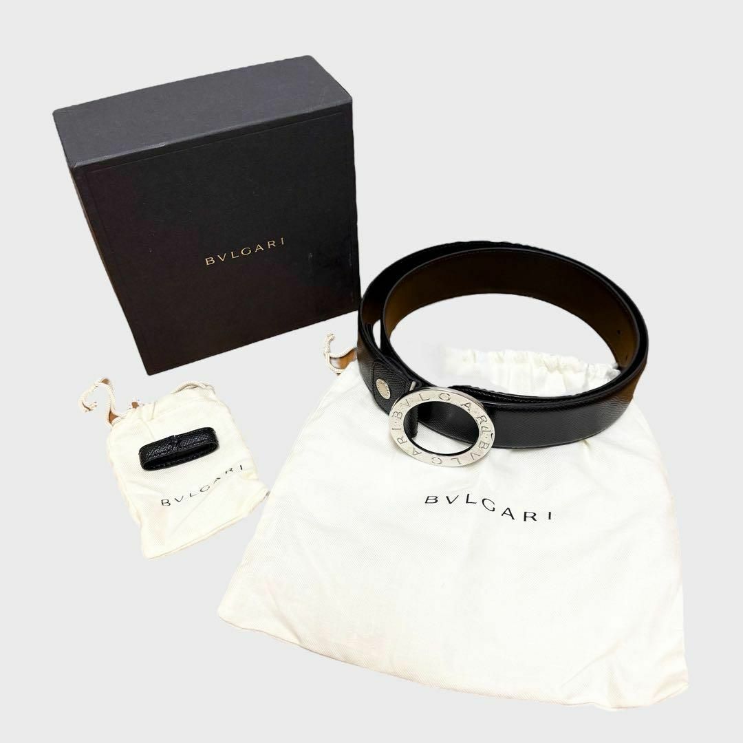 BVLGARI - BVLGARI・ブルガリ・レザーベルト・丸バックル・ロゴ BVLGARI - BVLGARI・ブルガリ・レザーベルト・丸バックル・ロゴ
