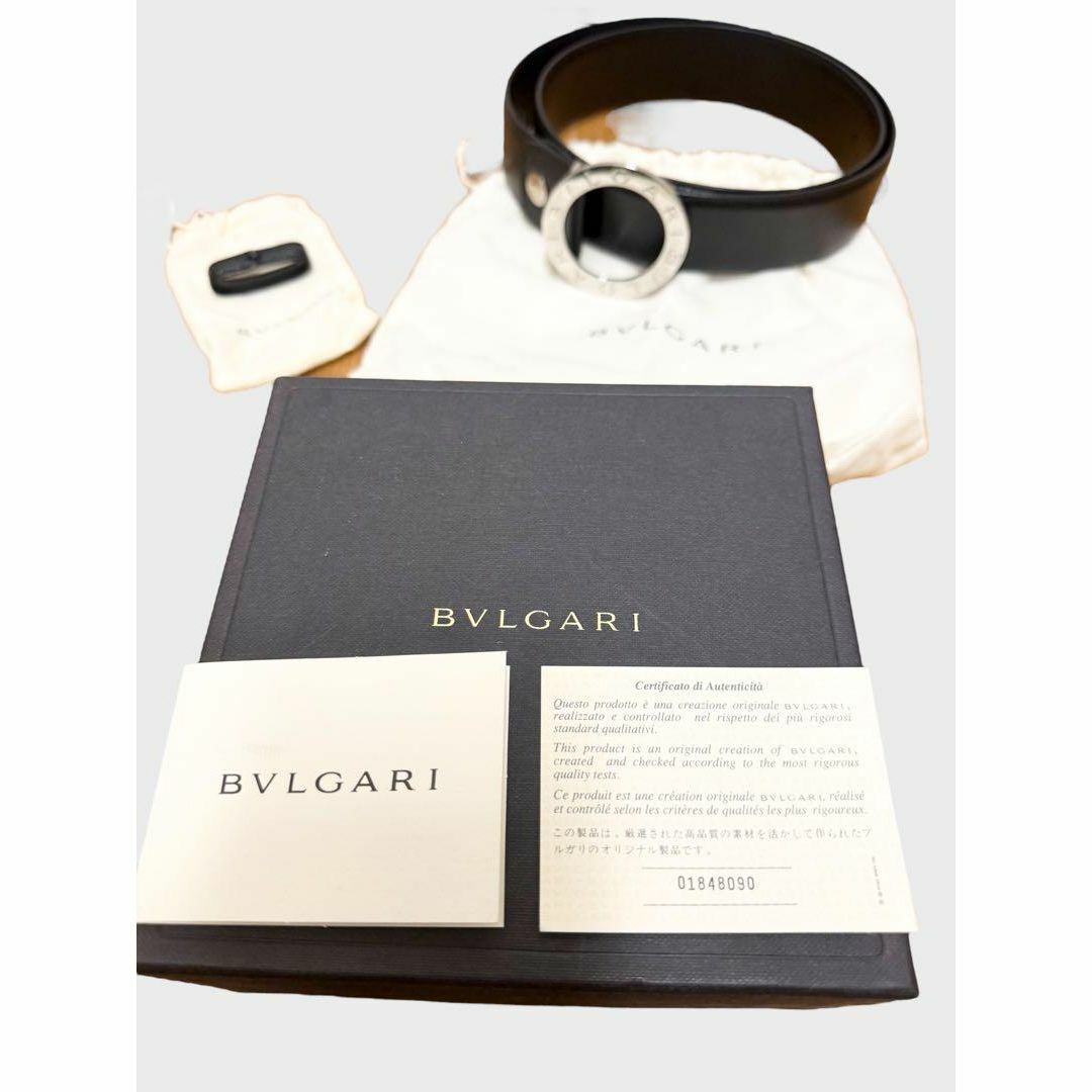 BVLGARI - BVLGARI・ブルガリ・レザーベルト・丸バックル・ロゴ BVLGARI - BVLGARI・ブルガリ・レザーベルト・丸バックル・ロゴ