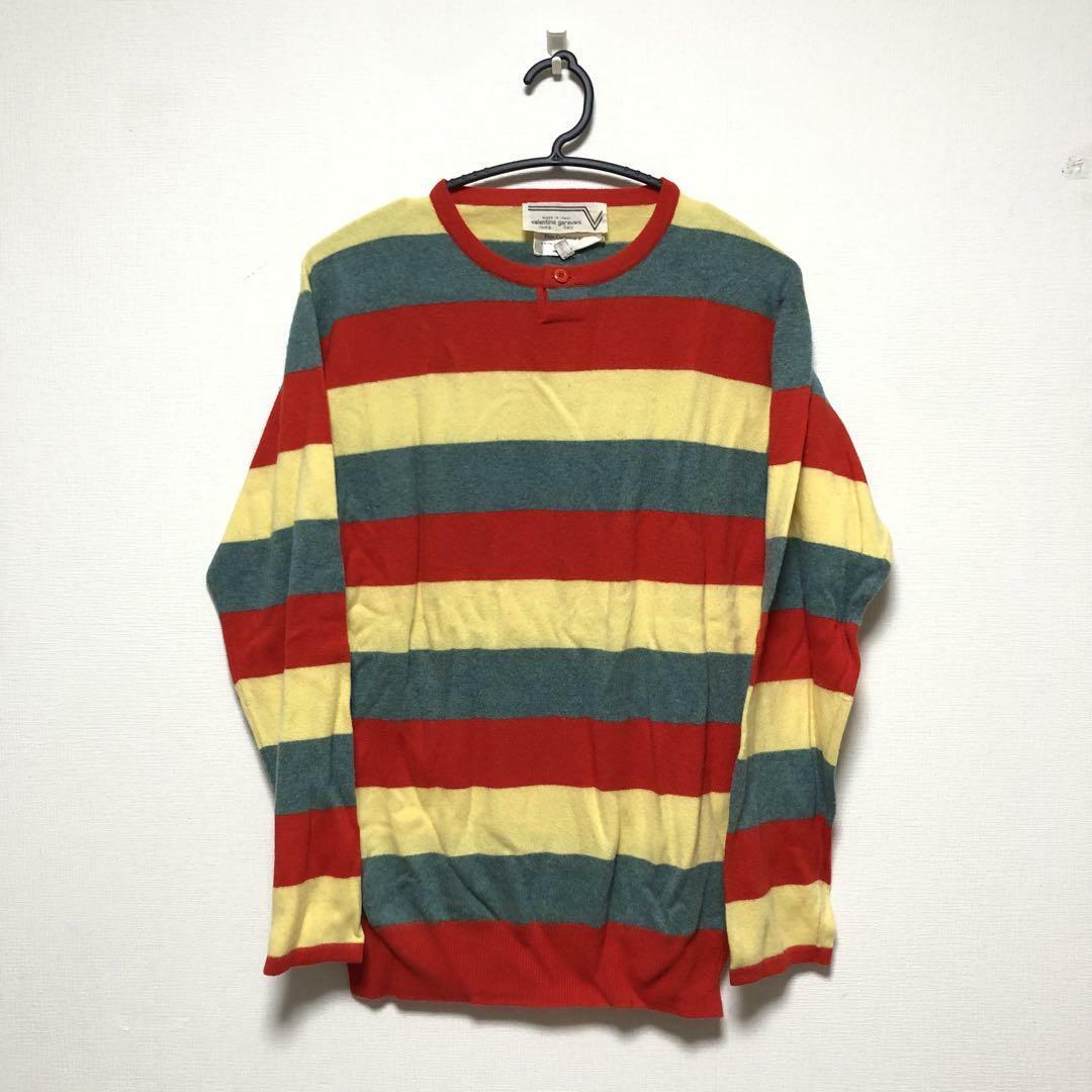VALENTINO - ヴァレンティノガラヴァーニ◇ボーダー カシミヤ100 VALENTINO - ヴァレンティノガラヴァーニ◇ボーダー カシミヤ100
