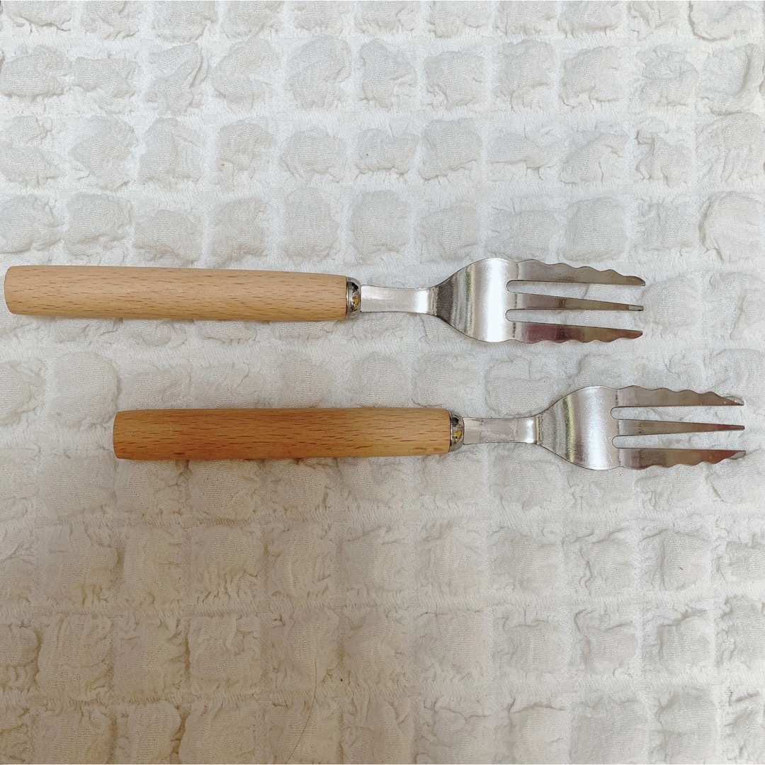 新品　未使用　天然木 パスタフォーク 5本 セット　スパゲッティ　フォーク インテリア/住まい/日用品のキッチン/食器(カトラリー/箸)の商品写真