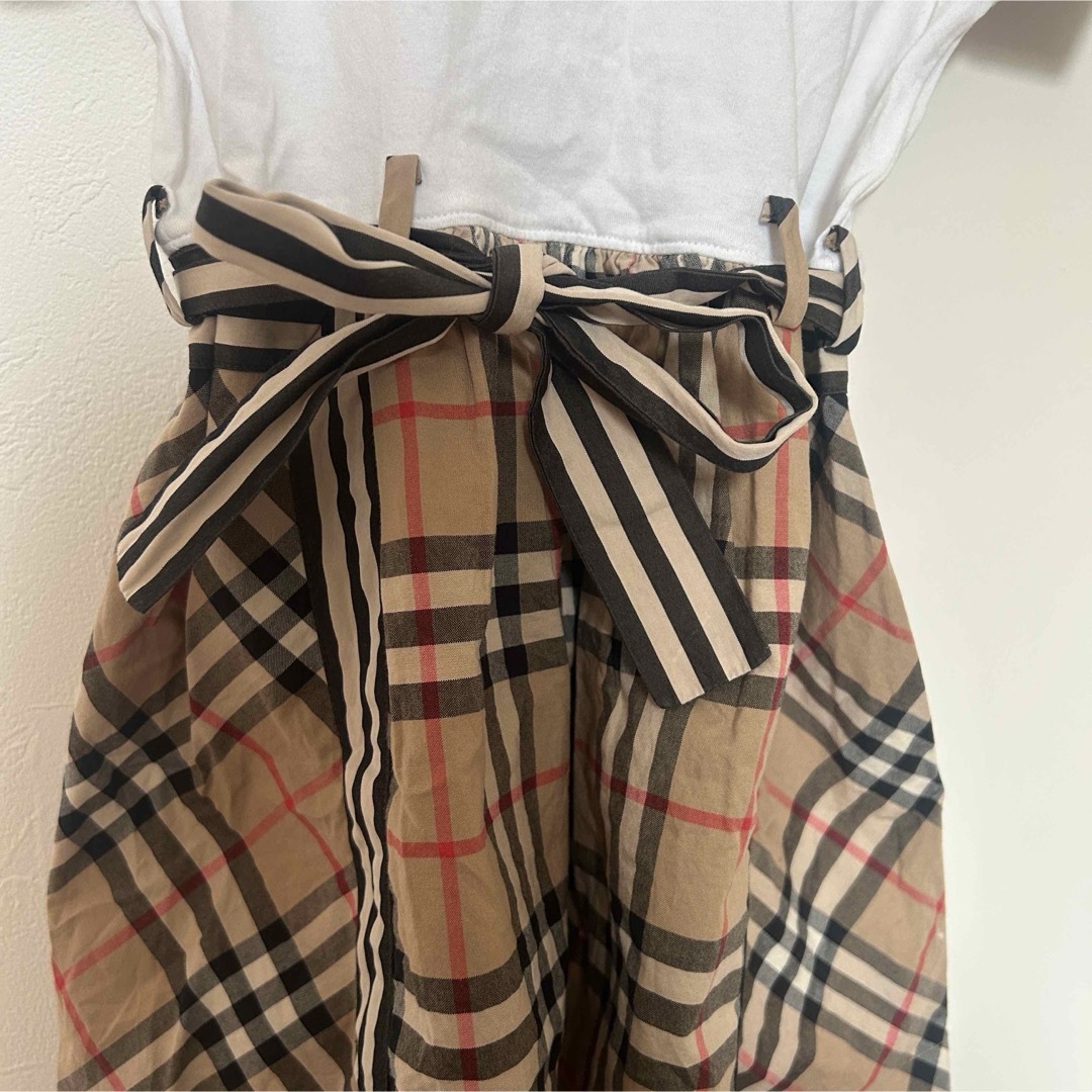 BURBERRY - Burberry キッズ コットン100%リボン付きワンピース BURBERRY - Burberry キッズ コットン100%リボン付きワンピース