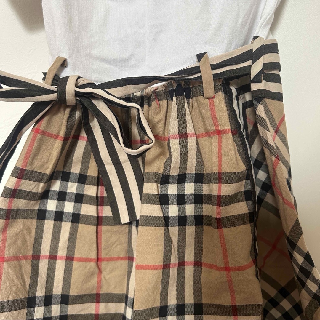 BURBERRY - Burberry キッズ コットン100%リボン付きワンピース BURBERRY - Burberry キッズ コットン100%リボン付きワンピース