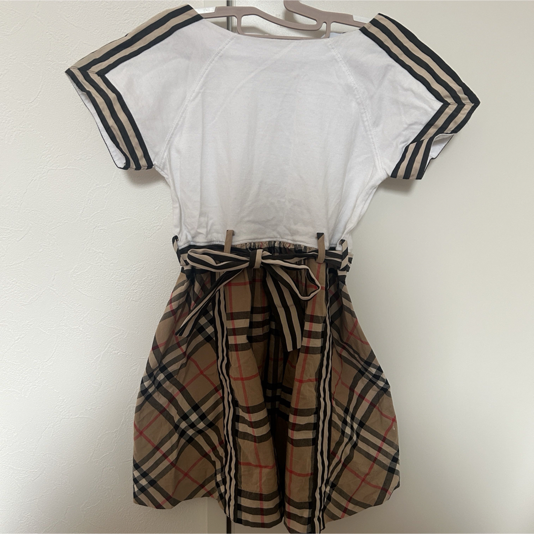 BURBERRY - Burberry キッズ コットン100%リボン付きワンピース BURBERRY - Burberry キッズ コットン100%リボン付きワンピース