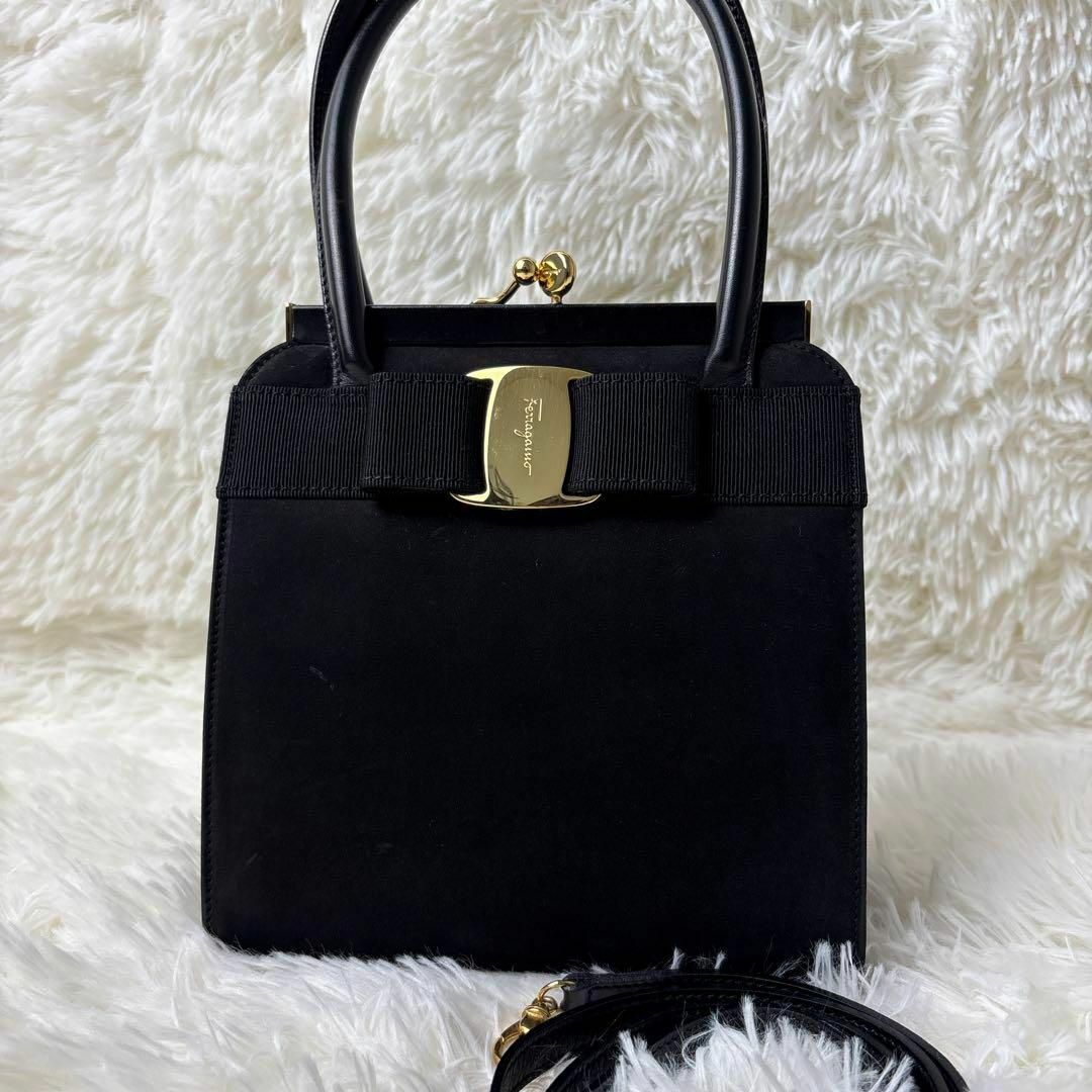 Salvatore Ferragamo - 美品✨フェラガモ ヴァラリボン 2way 黒 Salvatore Ferragamo - 美品✨フェラガモ ヴァラリボン 2way 黒