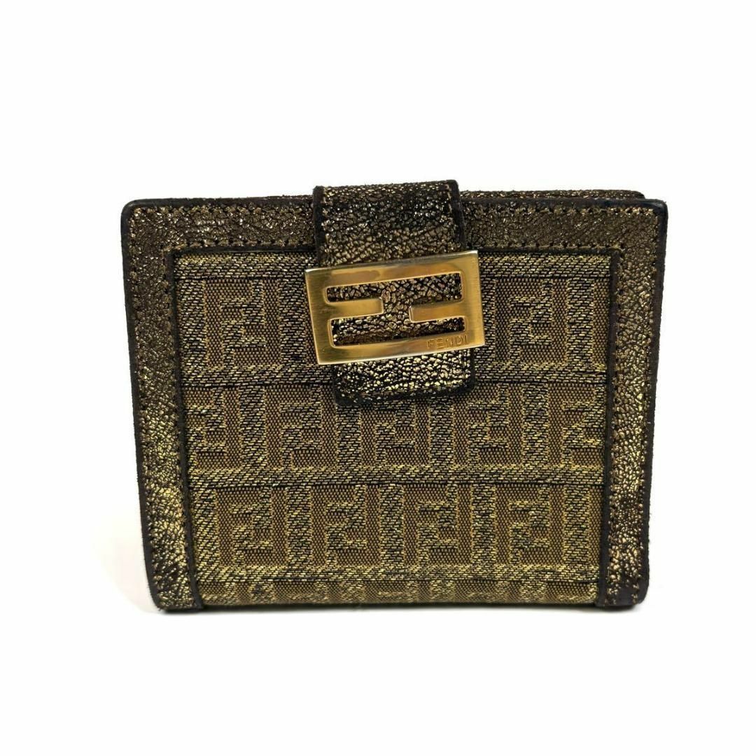FENDI - 【美品】FENDI レザー 二つ折り 財布 ズッカ柄 FENDI - 【美品】FENDI レザー 二つ折り 財布 ズッカ柄