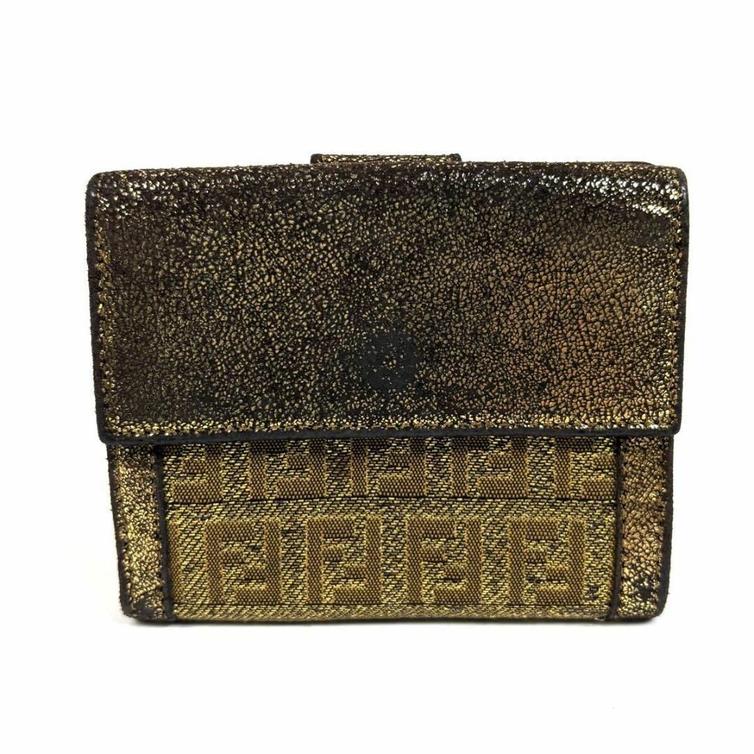 FENDI - 【美品】FENDI レザー 二つ折り 財布 ズッカ柄 FENDI - 【美品】FENDI レザー 二つ折り 財布 ズッカ柄