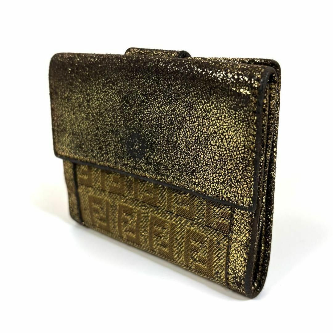 FENDI - 【美品】FENDI レザー 二つ折り 財布 ズッカ柄 FENDI - 【美品】FENDI レザー 二つ折り 財布 ズッカ柄