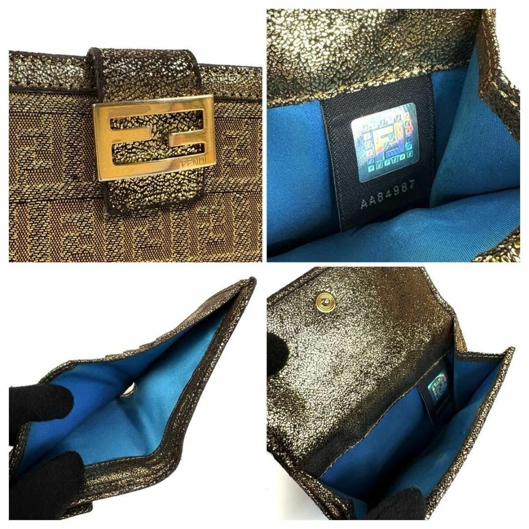 FENDI - 【美品】FENDI レザー 二つ折り 財布 ズッカ柄 FENDI - 【美品】FENDI レザー 二つ折り 財布 ズッカ柄