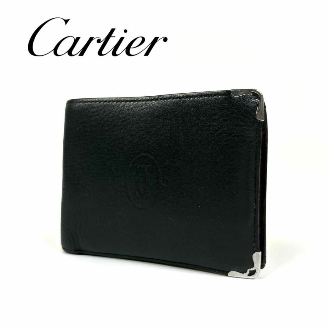 Cartier - 【美品】Cartier レザー マストライン財布 ブラック Cartier - 【美品】Cartier レザー マストライン財布 ブラック